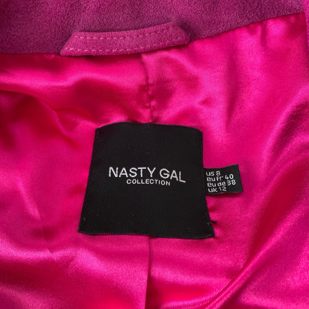 Nasty Gal purple/ orchid real suede oversized fringe jacket   Size US 8 - Picture 3 of 15